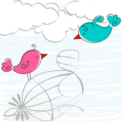 Oiseaux mignons dans l& 39 illustration de l& 39 amour