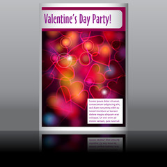 Valentine's Day flyer with glittering rainbow lights