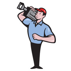 Cameraman Film Crew Carry Camera