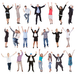 Photos of excited people
