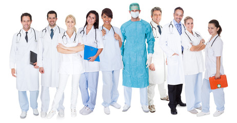 Large group of doctors and nurses