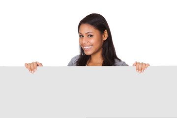 Young Woman Holding Placard