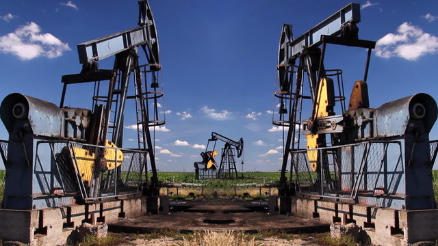 Oil Pump Jack in a Field