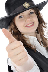 Junge Frau in Cowboy-Kostüm 
