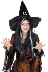 Junge Frau in Hexen-Kostüm