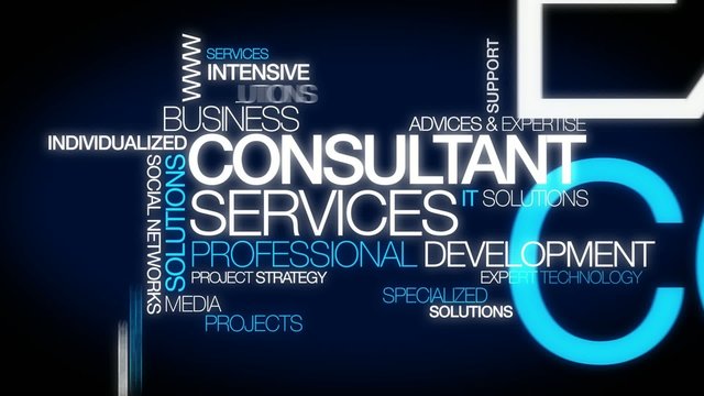 Consultant services professional training tag clouds animation