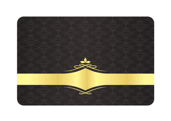 Black Decorative Card with Vintage Pattern and Golden Label