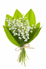 Deurstickers Lelietje-van-dalen Lelietje-van-dalen bloemen op wit