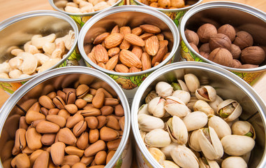 Assorted nuts in Iron pot