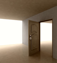 doorway with interior door scene and sunlight