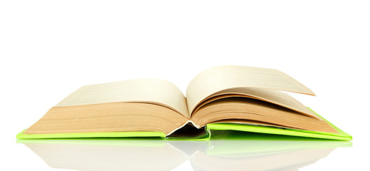 Opened book isolated on white