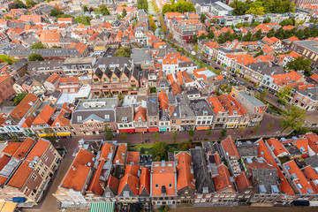 Fototapeta na wymiar Widok z lotu ptaka zabytkowego miasta Delft