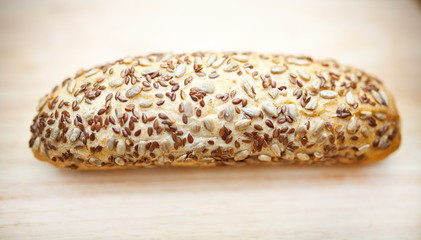 Multi grain bread on wooden table