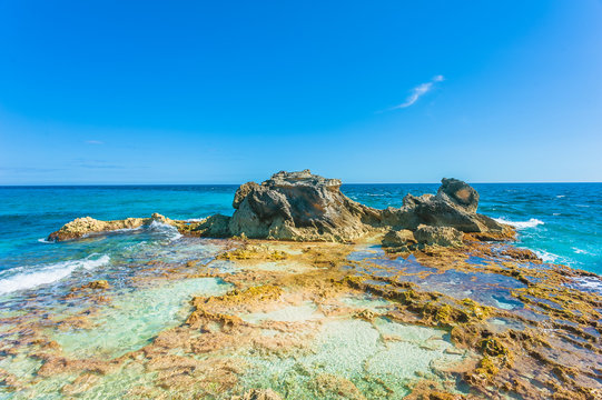 Rock formation on southern tip of Isla Mujeres, Mexico