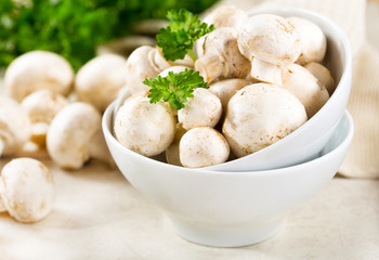 Fresh champignon mushrooms