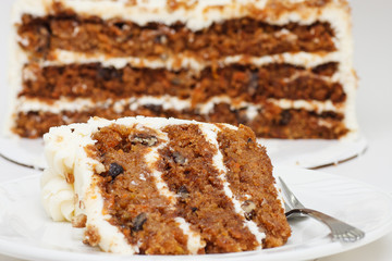 Slice and Half Carrot Cake with Fork