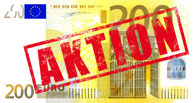 200 Euro Geldschein mit Stempel "Aktion"