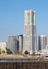 Fototapeta premium View of lower Minato-Mirai City in Yokohama, Japan