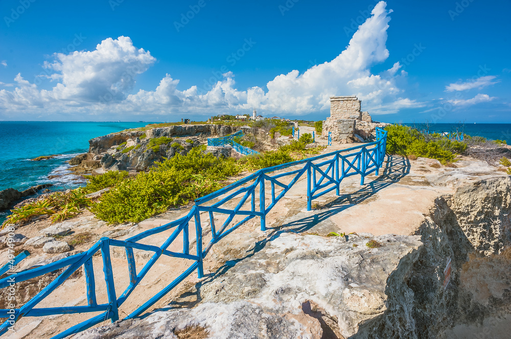 Wall mural view on the southern tip of isla mujeres, mexico