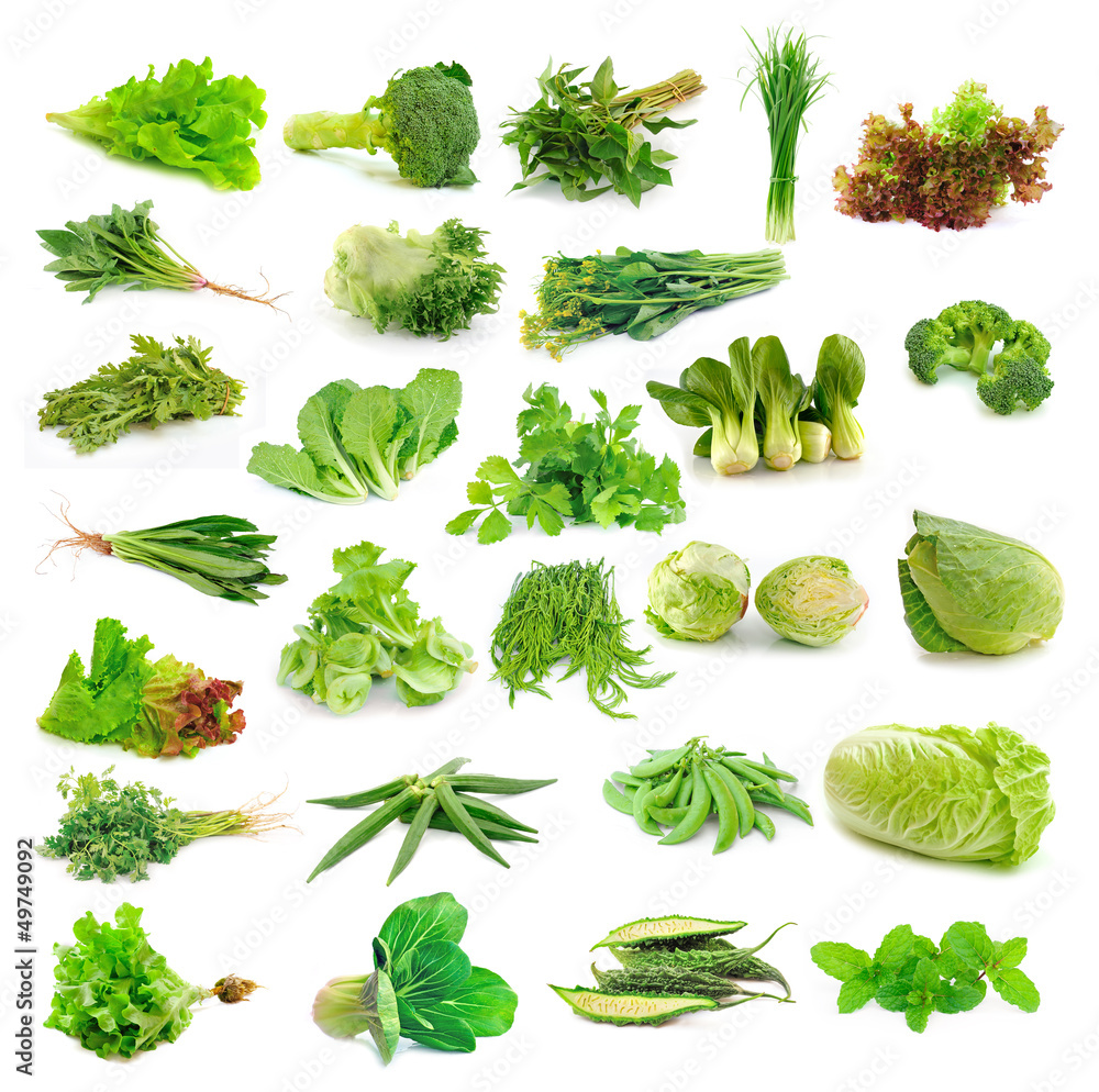 Wall mural vegetables collection isolated on white background - Wall murals