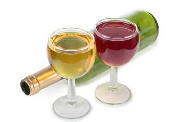 Two glasses and one bottle