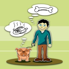 Mann mit Mops - Hunger - Lustige Gedanken