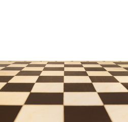 Chessboard in perspective with a blank area for text