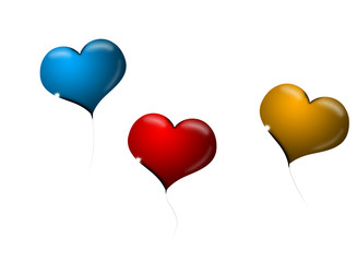 Plakat 3 balony serca ilustracji