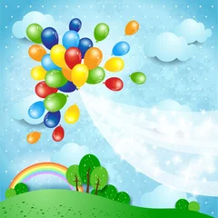 Poster Monde magique Ballons
