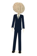 3d render of businessman with large brain instead of head