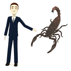 3d render of cartoon character with scorpion