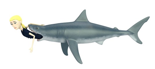3d render of cartoon character with shark