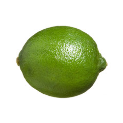 One whole lime isolated on white background