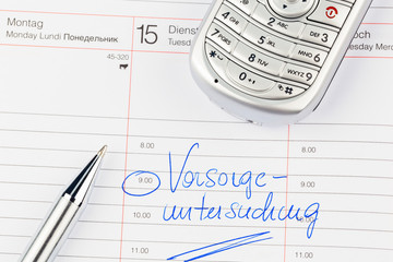 Eintrag im Kalender: Vorsorgeuntersuchung