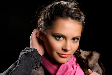 Studio portrait of beautiful sexy girl  in fashion style