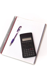 calculator notebook with notes