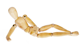 Wooden figure on white background