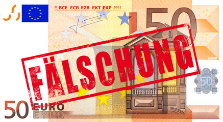 50 Euro Geldschein mit Stempel "Fälschung"