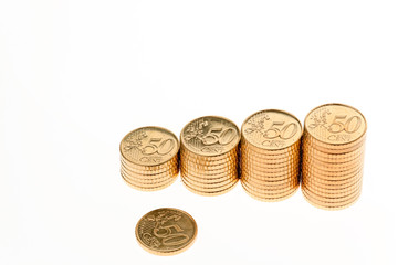 Stapel von Euro Geld Münzen