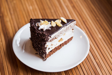 A piece of chocolate cake
