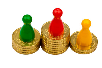 Spielfiguren auf Münzen