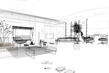 Fototapeta premium Rendering progetto, interni, interior, Appartamento