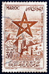 Postage stamp Morocco 1957 Sultan’s Star over Casablanca