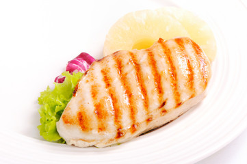 Grilled chicken steak with pineapple