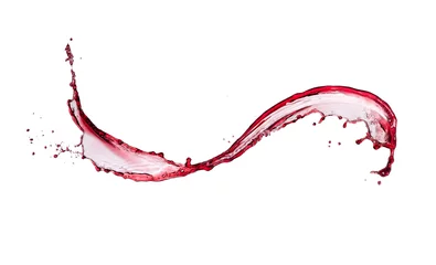 Gordijnen Rode wijn splash op witte achtergrond © Lukas Gojda