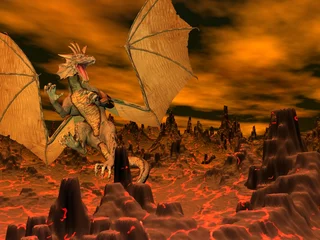 Stickers pour porte Dragons Vol de dragon - rendu 3D