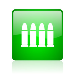 ammunition green square web icon on white background