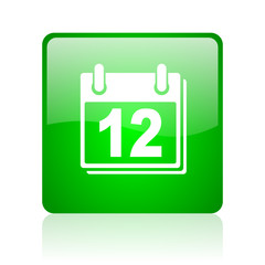 planner green square web icon on white background