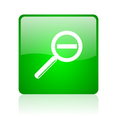 magnification green square web icon on white background