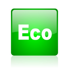 eco green square web icon on white background